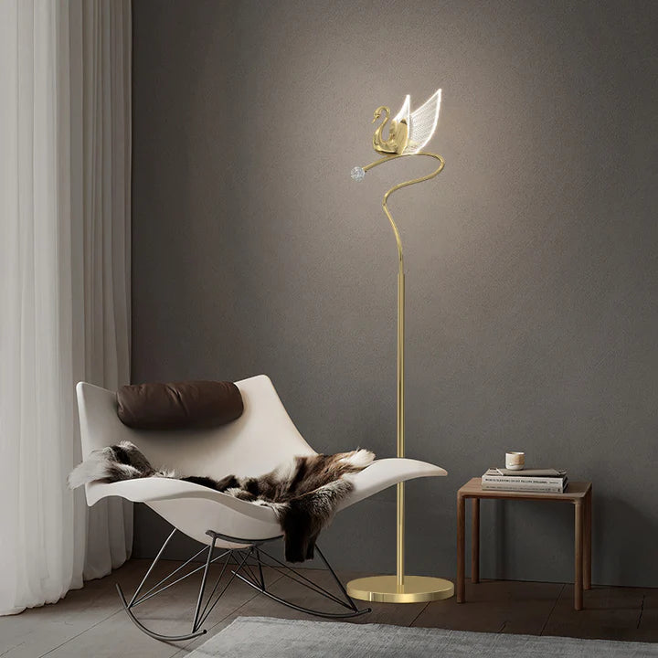 Gold Swan Floor Light| Ivanka Lumiere