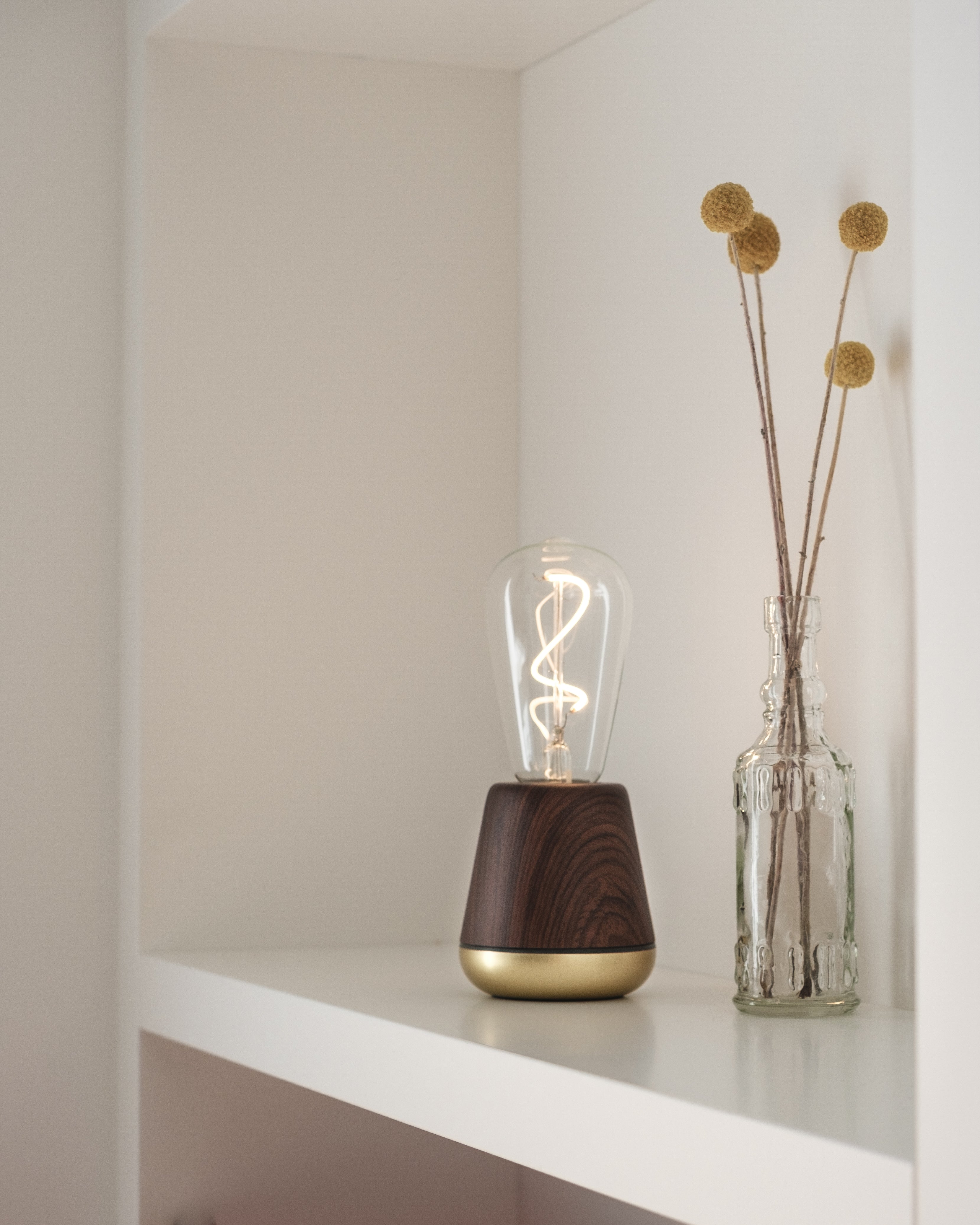Humble One Table Light Walnut With Wireless Charger | Ivanka Lumiere