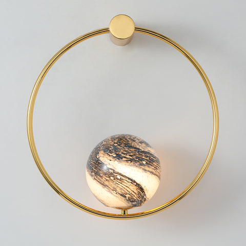 Gold Ringed Planet Globe Wall Light