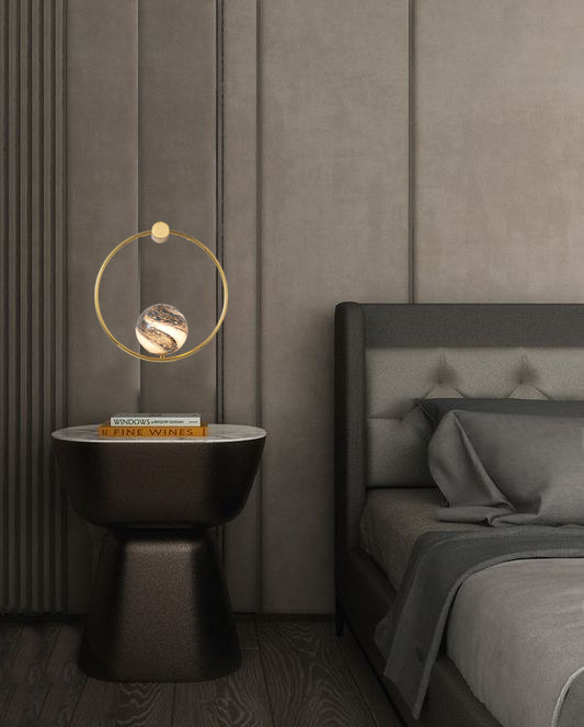 Gold Ringed Planet Globe Wall Light