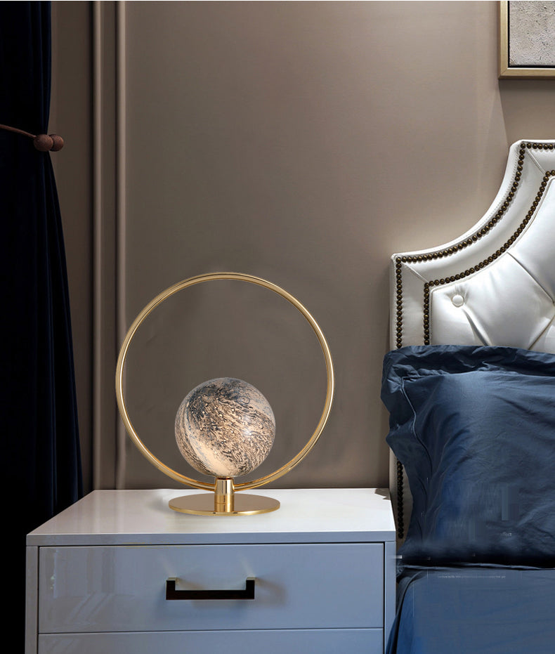 Gold Ringed Planet Globe Table Lamp