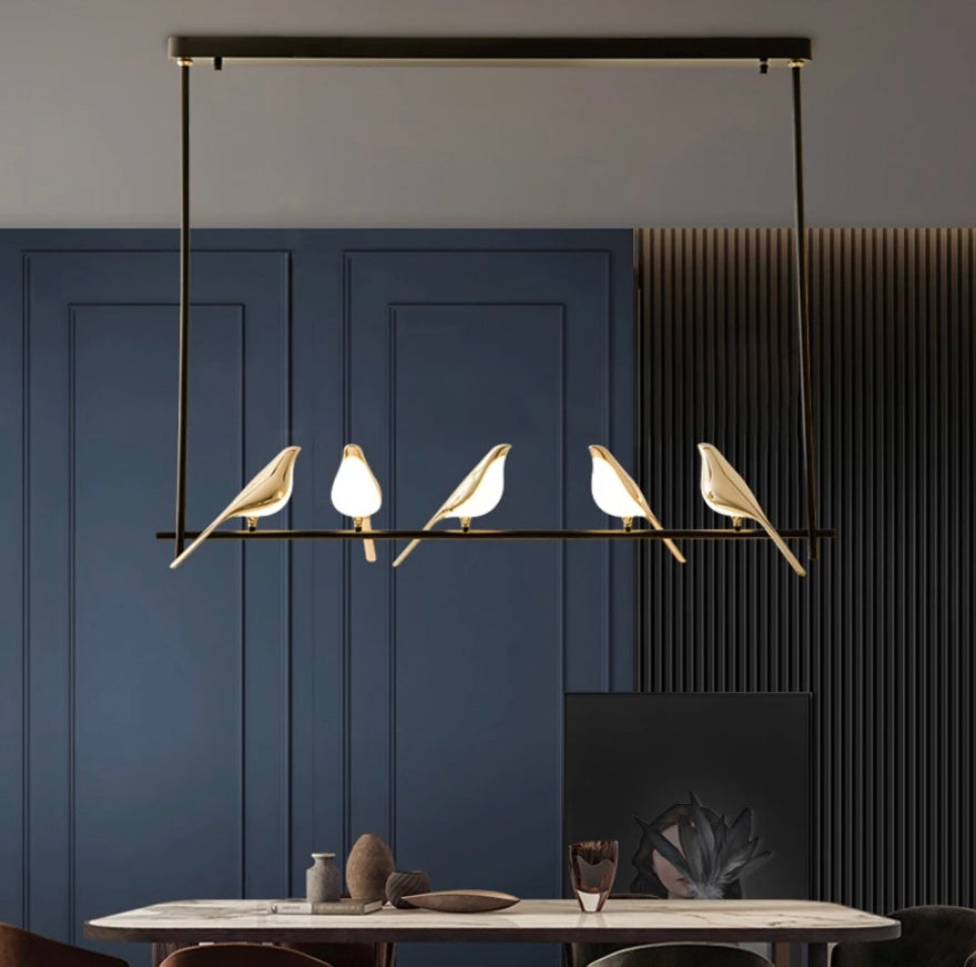 Golden Birds Pendant Linear Light | Ivanka Lumiere