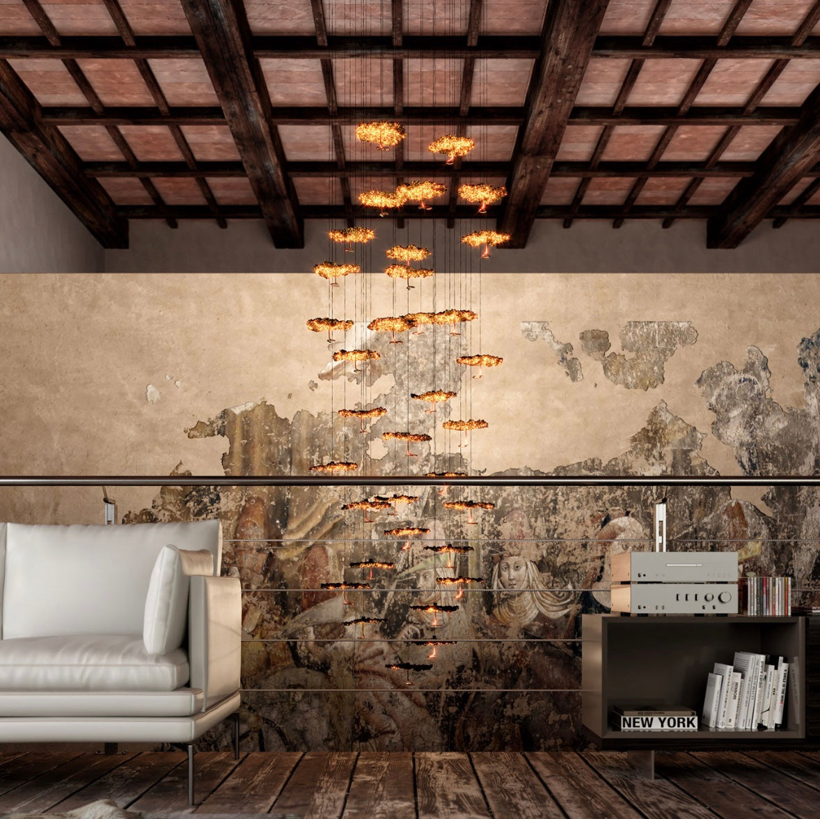 Gold Leaf Single Pendant Light | Ivanka Lumiere