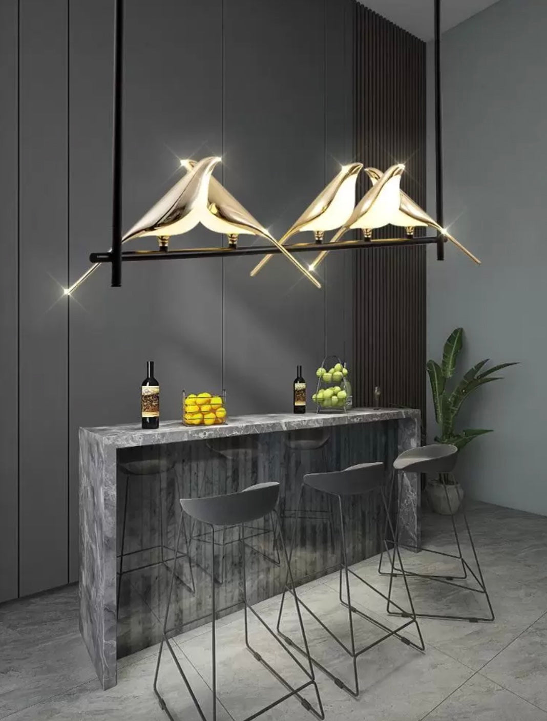 Golden Birds Pendant Linear Light | Ivanka Lumiere
